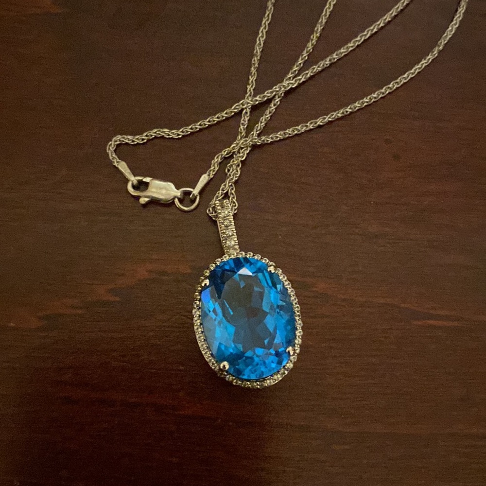 Stunning 20 carat blue topaz necklace